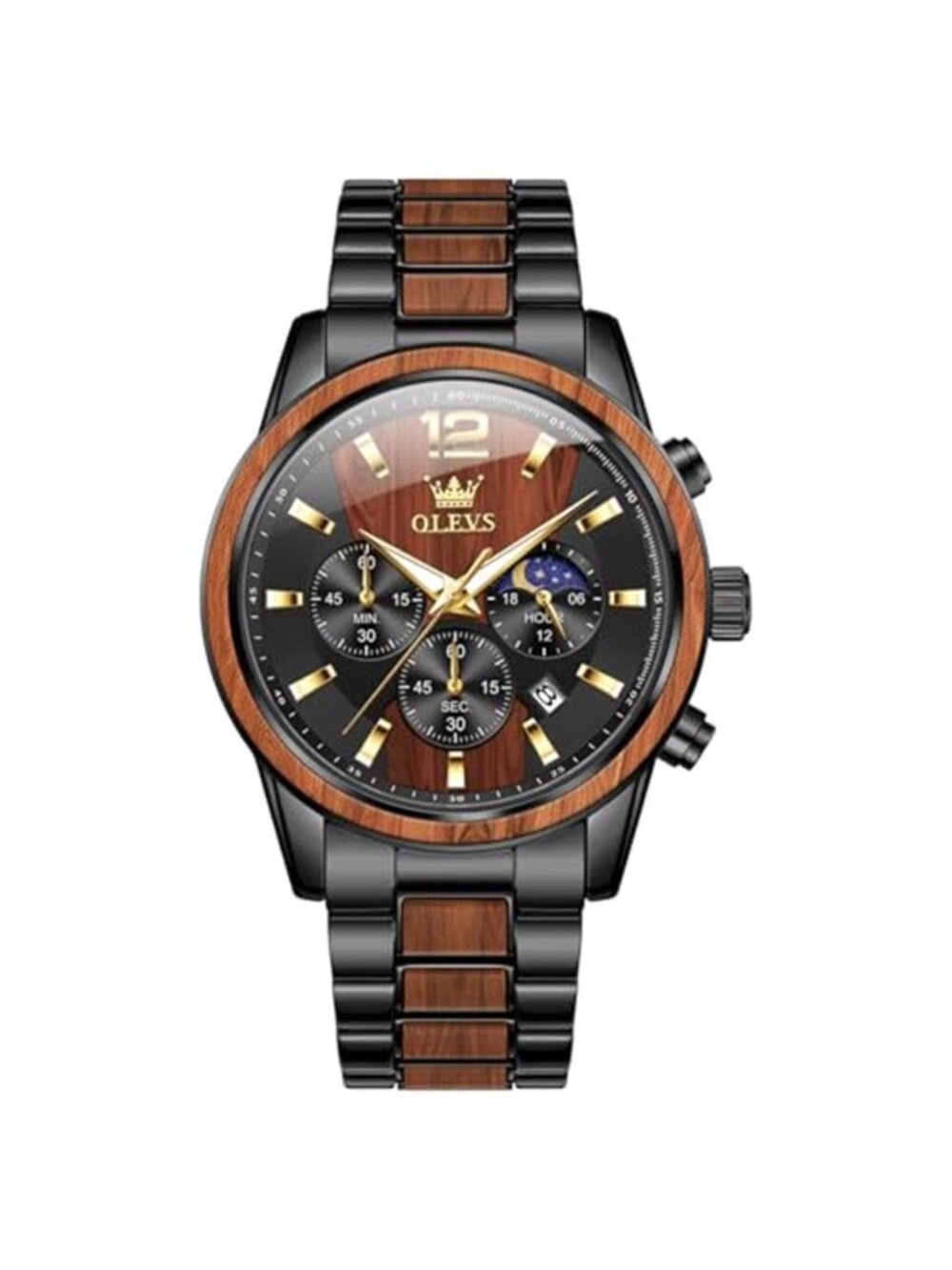 Men Analog Quartz Waterproof Watches Multifunction Chronograph Diamond Watch